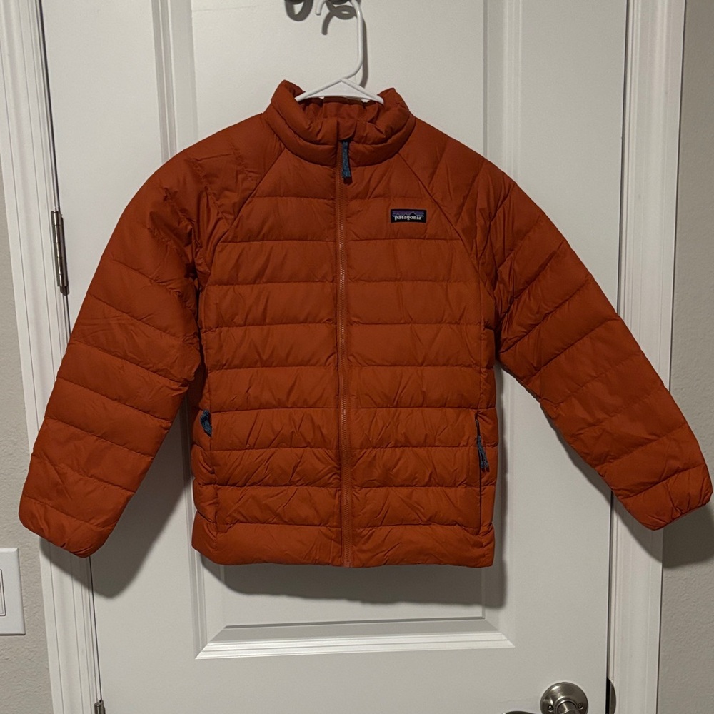 Patagonia Kids Sweater Puffer Jacket in Burnt Orange